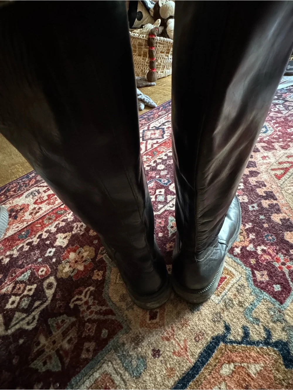 J. Crew Black Leather Vintage Campus Boots, made in Italy